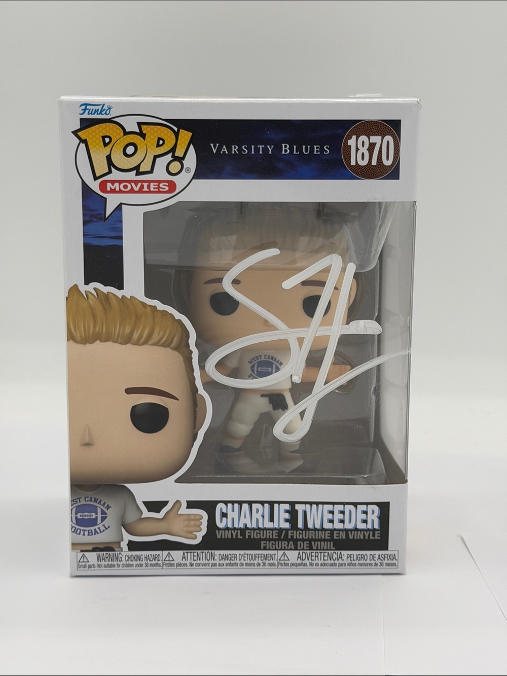 SIGNED Funko POP! Charlie Tweeder Blonde and White Varsity Blues #1870